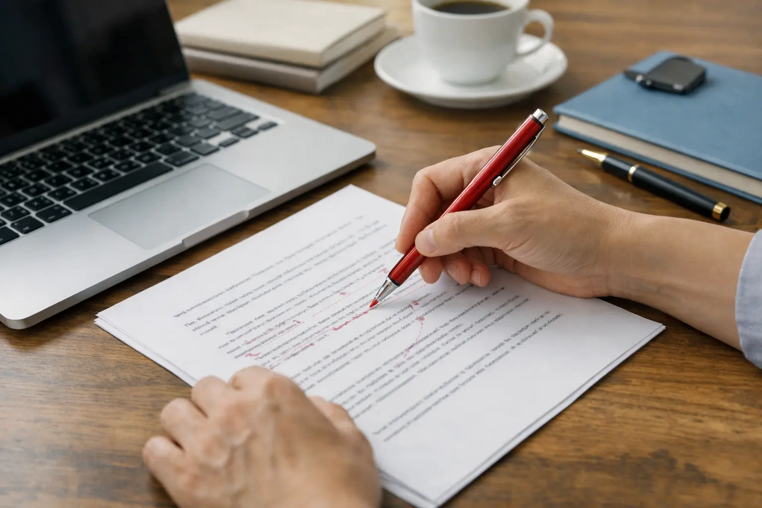 小論文・志望理由書・レポートの文章をプロが添削している様子